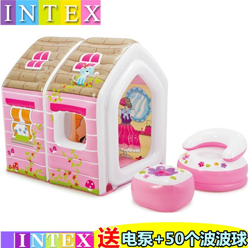 正品INTEX公主玩具屋儿童海洋球池女生游戏屋卡通充气帐篷城堡在类目 玩具/童车/益智/积木/模型, 户外运动/休闲/传统玩具, 儿童帐篷/游戏屋中 - 来自Buy2taobao.com提供专业的淘宝代购服务
