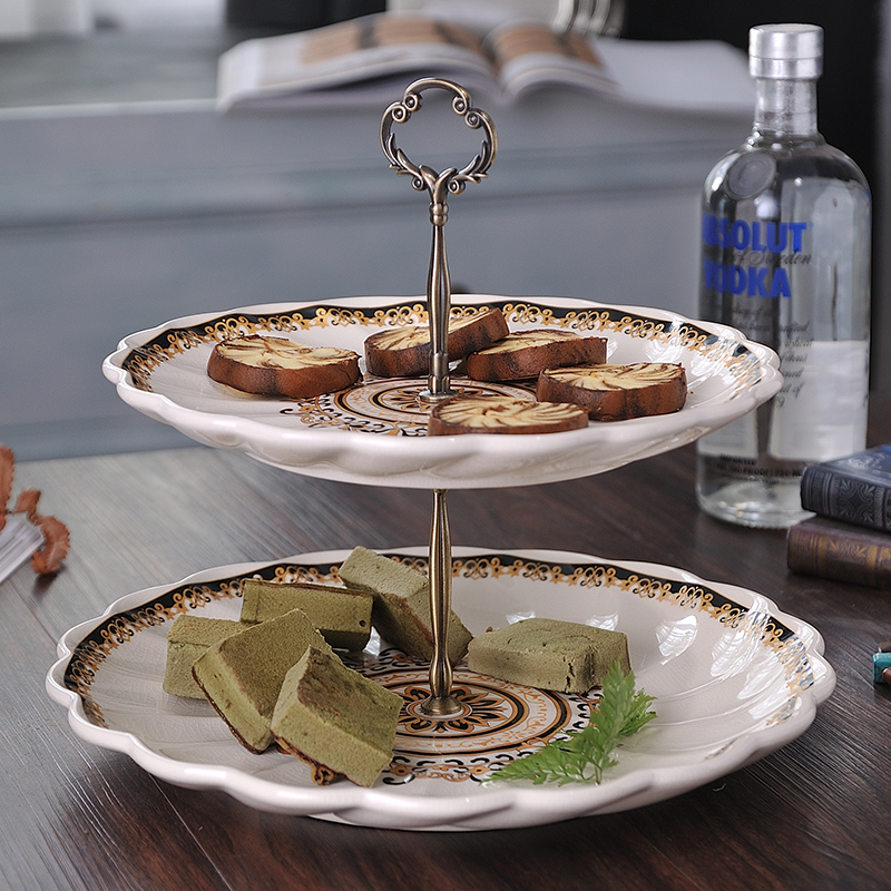 歐式冰裂紋串盤點心盤蛋糕架創意二層美式水果盤奢華客廳茶幾擺件在類目 家居飾品, 裝飾器皿, 果盤/果簍中 - 來自Buy2taobao.com提供專業的淘寶代購服務