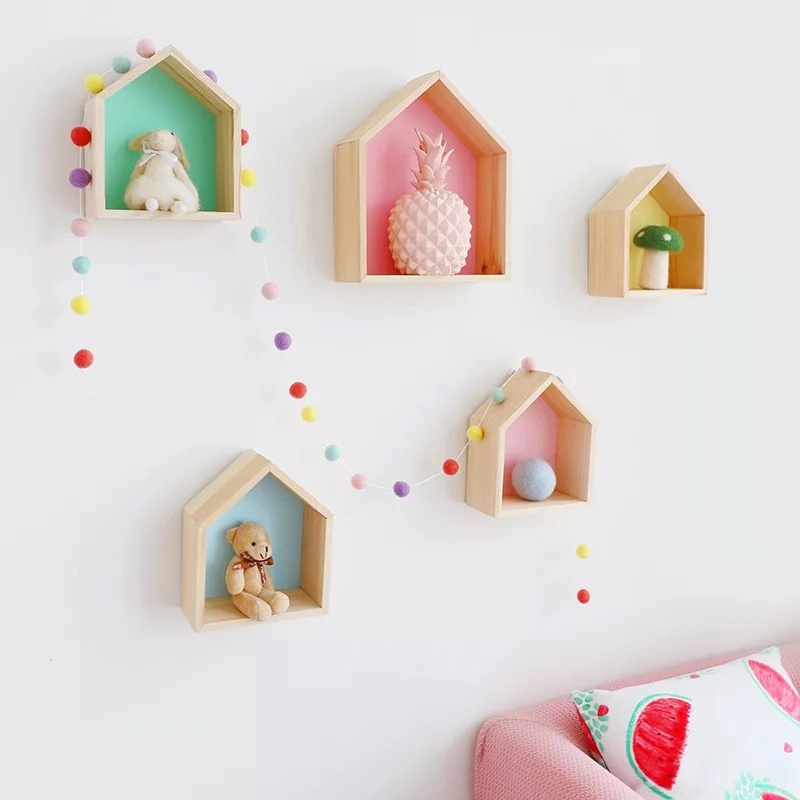 ins Nordic colour Children's Room Shelf Wall Houses Children's room wall hangingsin the Home accessories , Decorative frame/Decorative shelf category - from Buy2taobao.com to provide professional Taobao agent buy service