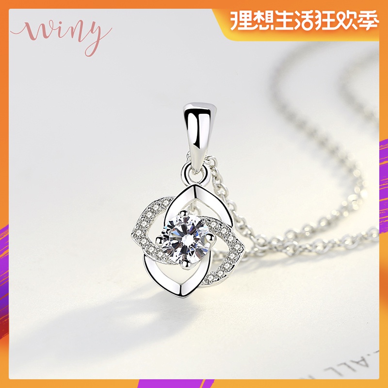WinyS999 Foot Silver Necklace clavicle Sterling Silver Simplicity Versatile Necklace temperament Pendant Swarovskiin the Accessories/Fashion Jewelry, Necklace category - from Buy2taobao.com to provide professional Taobao agent buy service