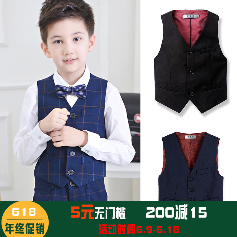 儿童西装马甲黑色白色中大童小学生演出格子花童礼服男童西服马夹|msdalam kategori Kanak-kanak/Bayi/Keluarga dipasang, Vest - dari Buy2taobao.com untuk memberikan perkhidmatan ejen Taobao profesional membeli