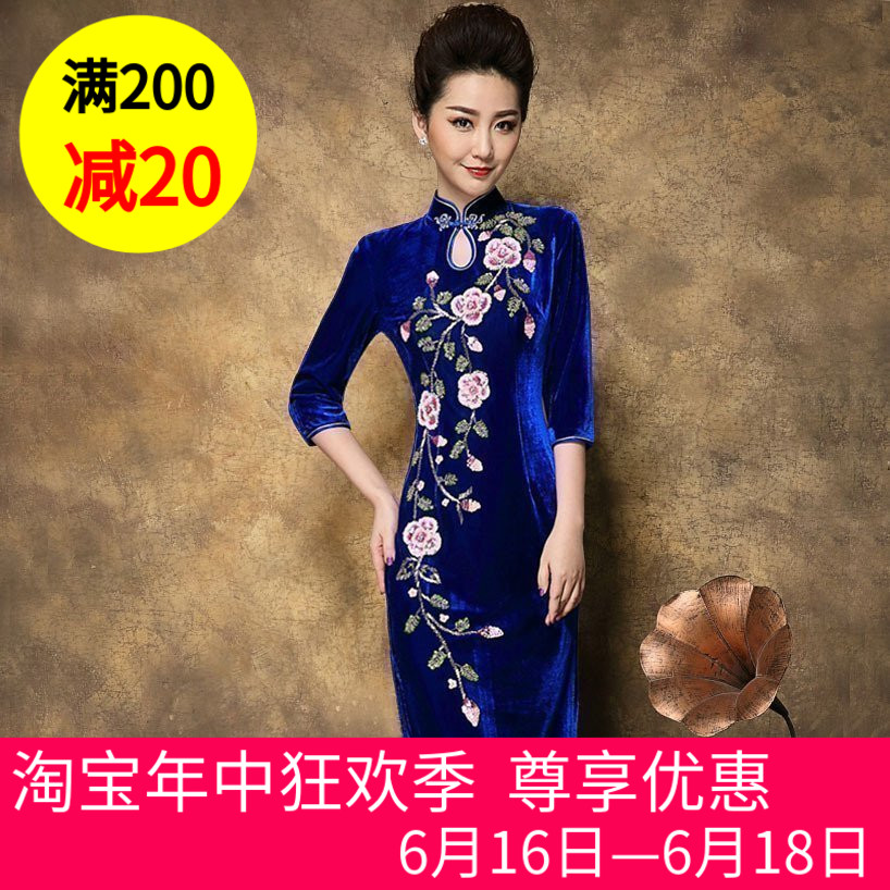 2019新式旗袍改良版加肥加大码金丝绒妈妈装旗袍40-50岁 中长款春|ruв категории Женская одежда, Cвадебные платья, ципао - от Buy2taobao.com для оказания профессиональной услуги покупки агента Taobao