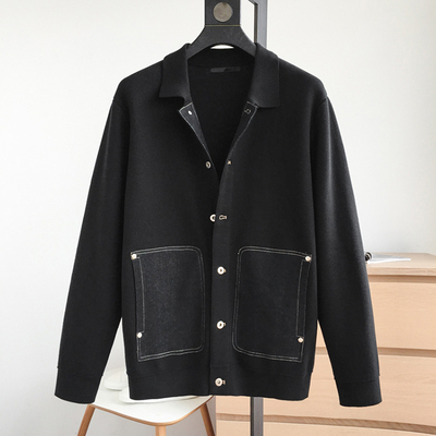 秋冬男士衬衫领针织开衫外套E671-198118