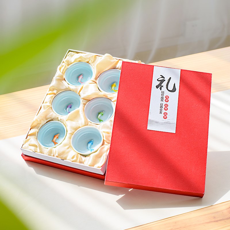 Celadon originality Colorful Small fish Kungfu Online ceramics tea set Gift box packaging teapot teacup enterprise customized Festival giftin the Tableware , Tea set , Kung Fu Tea category - from Buy2taobao.com to provide professional Taobao agent buy service
