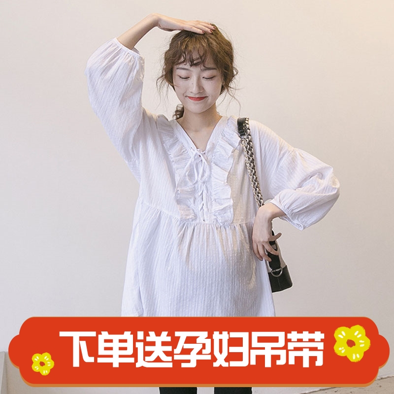 孕妇衬衫中长款2019时尚新款韩版怀孕期宽松上衣潮妈白色娃娃衫夏|msdalam kategori Bekalan Ibu / Ibu / Pemakanan, bersalin, shirt/baju chiffon - dari Buy2taobao.com untuk memberikan perkhidmatan ejen Taobao profesional membeli