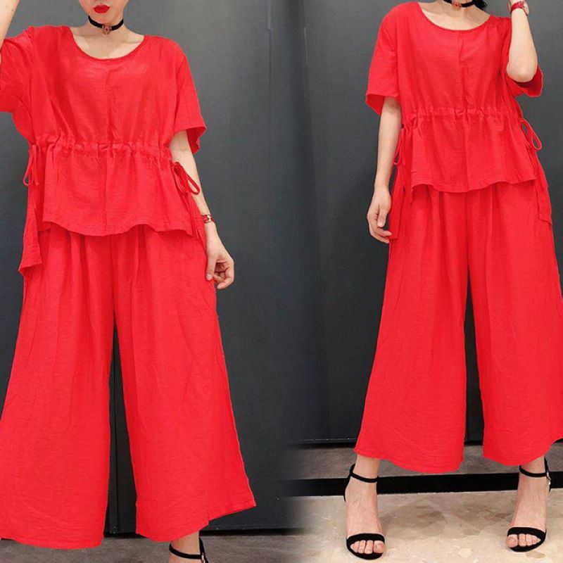Real shot 2019 new pattern Summer wear Easy Large Waist Solid Large comfortable Set of parts Women's wear suit Show thinin the Women's clothing/Boutique , Set/Student uniforms/Work uniforms , Other suits category - from Buy2taobao.com to provide professional Taobao agent buy service