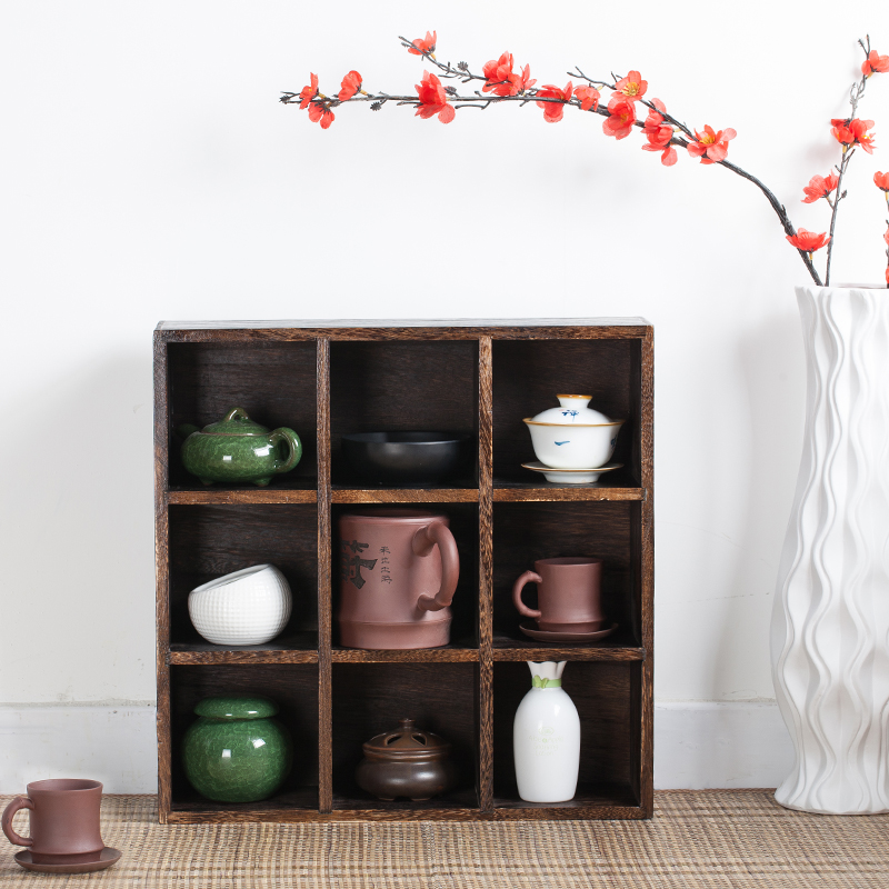 Paulownia Wall hanging Shelf solid wood lattice teapot Display rack Jewelry originality Trellis Storage compartmentin the Tableware , Tea set , Tea/With zero category - from Buy2taobao.com to provide professional Taobao agent buy service