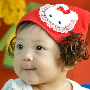 女宝宝帽子\/秋冬季毛线帽\/婴儿帽子\/小孩儿童护