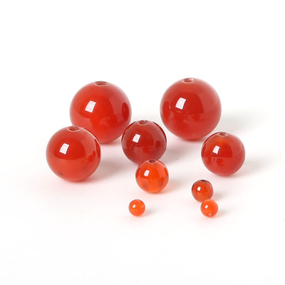 DIY穿串珠材料天然玛瑙石散珠 红色圆珠半成品水晶手链单颗价