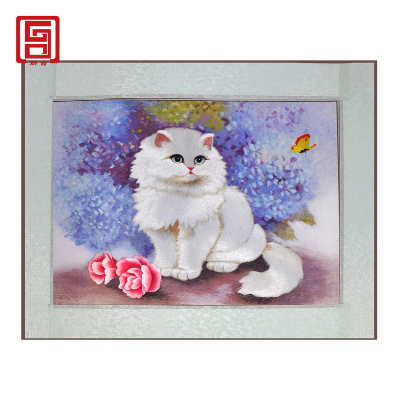 手工苏绣无框客厅挂画白猫刺绣图精品手工艺品刺绣画民间工艺品在类目 居家布艺, 刺绣套件, 苏绣中 - 来自Buy2taobao.com提供专业的淘宝代购服务