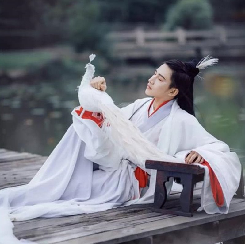 Antiquity Loulan Hanfu ancient costume man Xian Qi Big sleeves Red-crowned crane scholar Mo Xia Servicein the Men's clothing, National costume category - from Buy2taobao.com to provide professional Taobao agent buy service