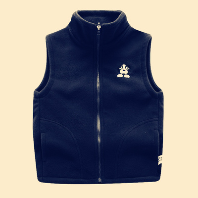 秋冬儿童运动马甲抓绒衣外套双层同色两面穿摇粒绒上衣可定制logo