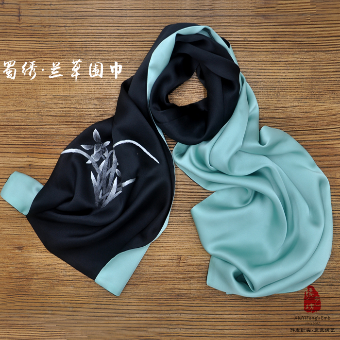 Silk Brocade Shu embroidery Real silk men and women currency scarf Chinese style gift silk gift Elegant orchid Chengdu characteristicin the Arts and crafts , Folk arts and crafts Features , Embroidery category - from Buy2taobao.com to provide professional Taobao agent buy service
