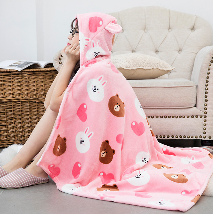 Special Offer Brown Bear Lazy man Shawl thickening Flannel Blanket Office Nap blanket Cape Shawl cloakin the Bedclothes , Leisure blanket/Woolen blanket/Carpet category - from Buy2taobao.com to provide professional Taobao agent buy service