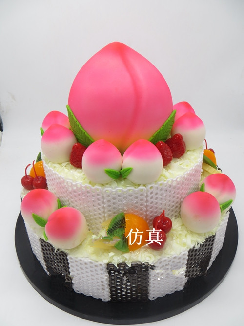 仿真塑胶 3层祝寿贺寿寿桃 生日蛋糕模型 假蛋糕 样品道具