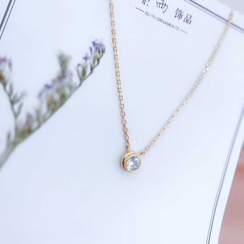 Round Single Diamond 925 clavicle Necklace Simplicity personality Sweet Jewelry Pendant Send his girlfriend birthday giftin the Accessories/Fashion Jewelry, Necklace category - from Buy2taobao.com to provide professional Taobao agent buy service