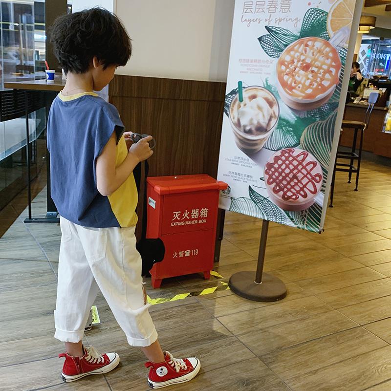Shopping in Hong Kong 2019 summer new pattern Boy girl Hit color stitching Sleeveless fashion letter vestin the Children/Baby/Family fitted , Vest harness category - from Buy2taobao.com to provide professional Taobao agent buy service