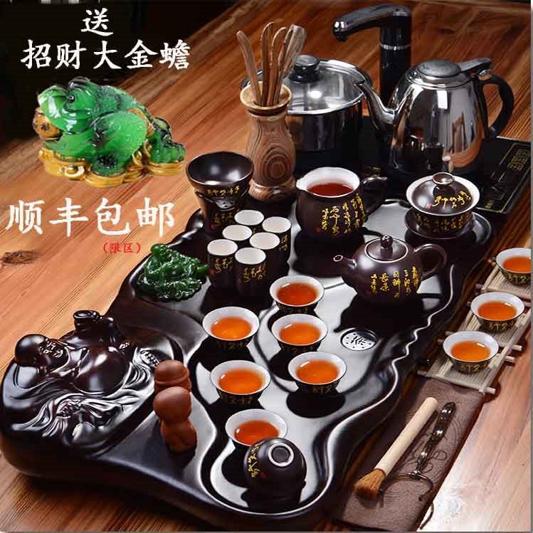 。全自动茶具套装功夫一体家用电磁炉茶盘茶台整套实木紫砂|msdalam kategori pinggan mangkuk, set teh, dulang teh - dari Buy2taobao.com untuk memberikan perkhidmatan ejen Taobao profesional membeli