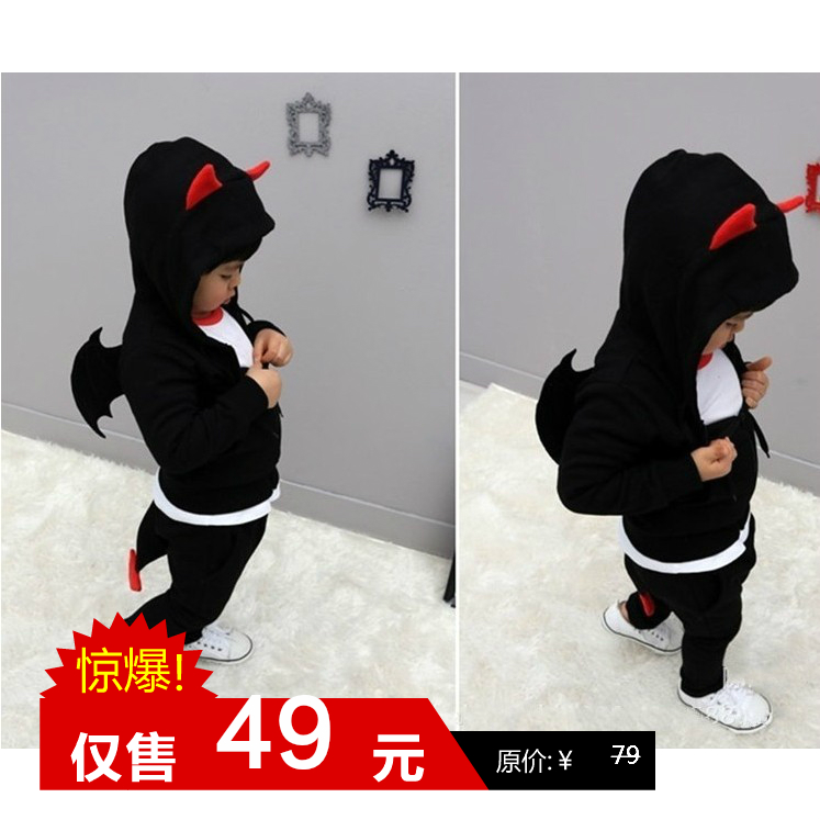 小恶魔翅膀儿童套装小孩衣服童装男童女童2016新款春装春秋宝宝潮