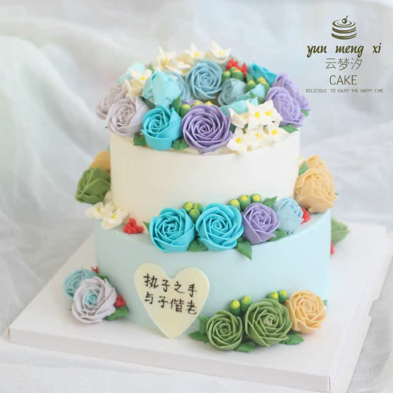 Yunmengxi FLOWER CAKE double-deck Art Piping wedding Celebrate Cake originality Birthday Cake Guangzhouin the Aquatic meat/Fresh fruits and vegetables/Cooked , Fresh cakes category - from Buy2taobao.com to provide professional Taobao agent buy service