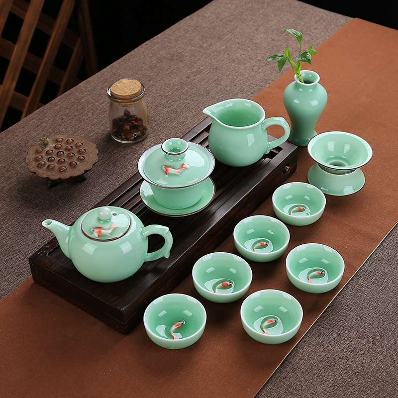 龙泉青瓷茶具套装功夫茶具茶壶盖碗茶杯茶道茶洗整套居家鱼杯特价在类目 餐饮具, 茶具, 功夫茶具中 - 来自Buy2taobao.com提供专业的淘宝代购服务