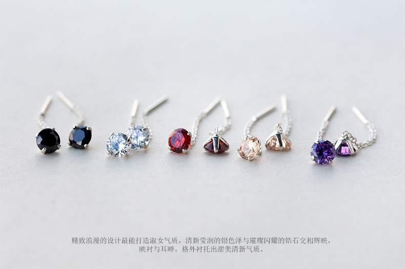 s925银耳线女原创简约经典单钻耳坠耳线纯银百搭耳环耳链耳饰礼物在类目 饰品/流行首饰/时尚饰品新, 耳饰, 耳线中 - 来自Buy2taobao.com提供专业的淘宝代购服务