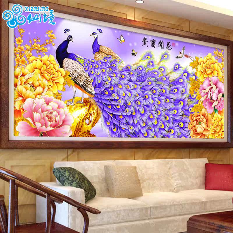 5D Diamonds Peacock violet a living room Stick drill Cross stitch Diamonds Embroidery Wealth Masonry 5D Full circle diamond drillingin the Home Fabric , Stitch & Tools Accessories , Cross Stitch Kit category - from Buy2taobao.com to provide professional Taobao agent buy service