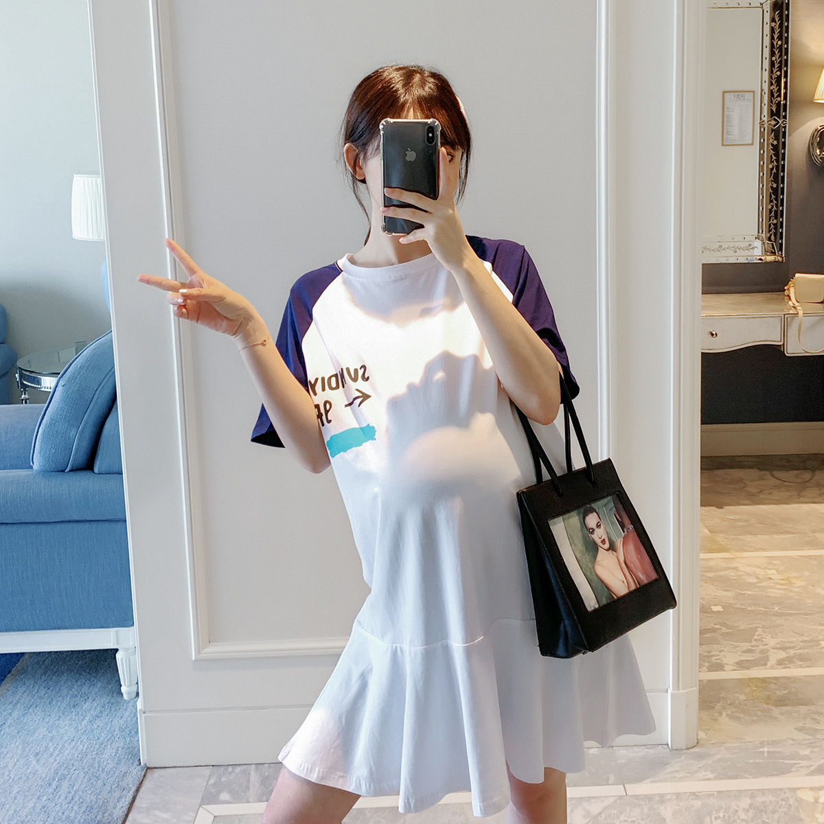 孕婦裝2019夏季新款時尚T裙寬松韓版拼色印花字母中長款連衣裙女在類目 孕婦裝/孕產婦用品/營養, 孕婦裝, 連衣裙中 - 來自Buy2taobao.com提供專業的淘寶代購服務