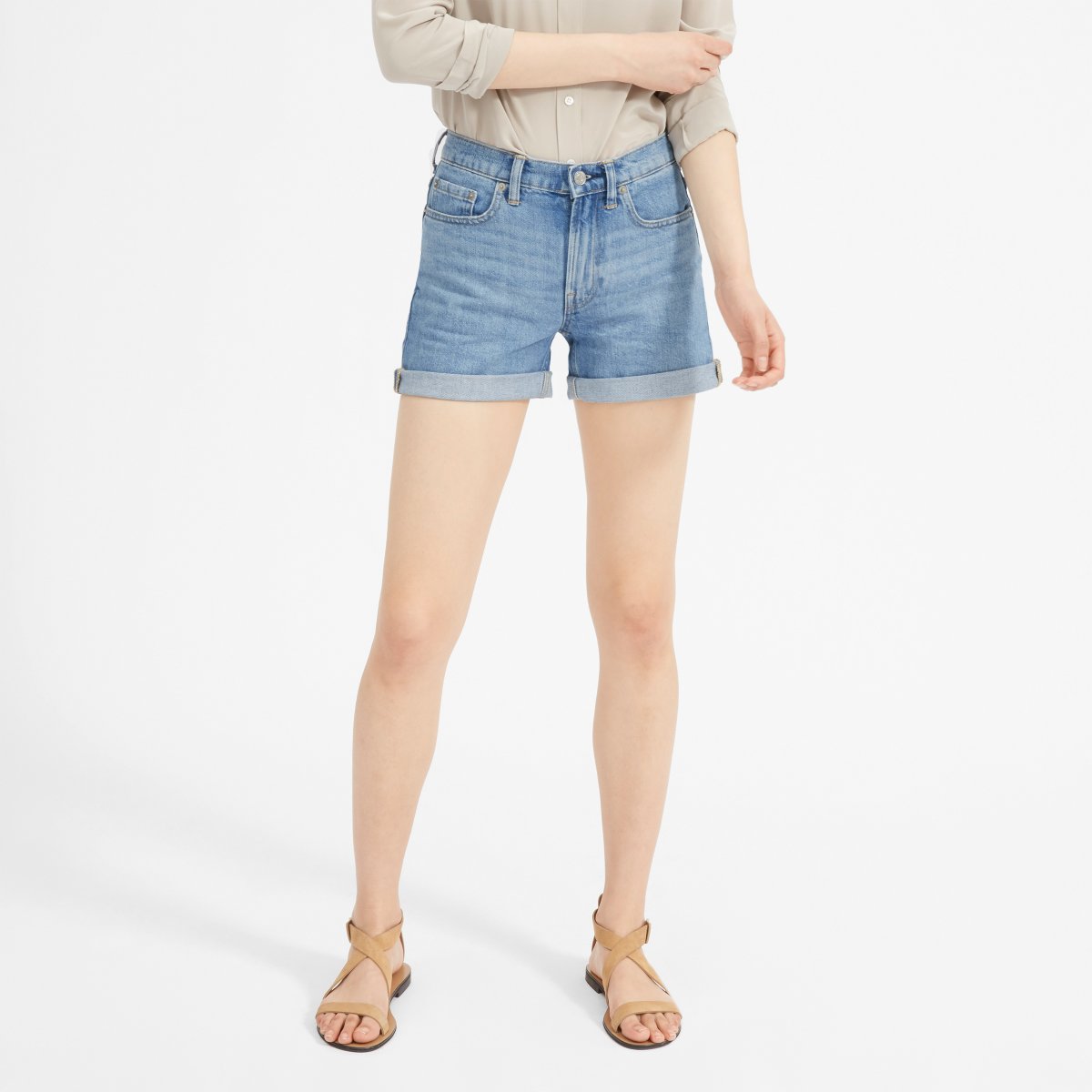 EVERLANE2018新款牛仔女短裤高腰显瘦卷边百搭毛边热裤在类目 女装/女士精品, 牛仔裤中 - 来自Buy2taobao.com提供专业的淘宝代购服务