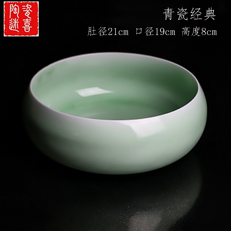 青瓷无孔水仙花盆 铜钱草大盆睡莲水培植物花盆陶瓷多肉植物花盆