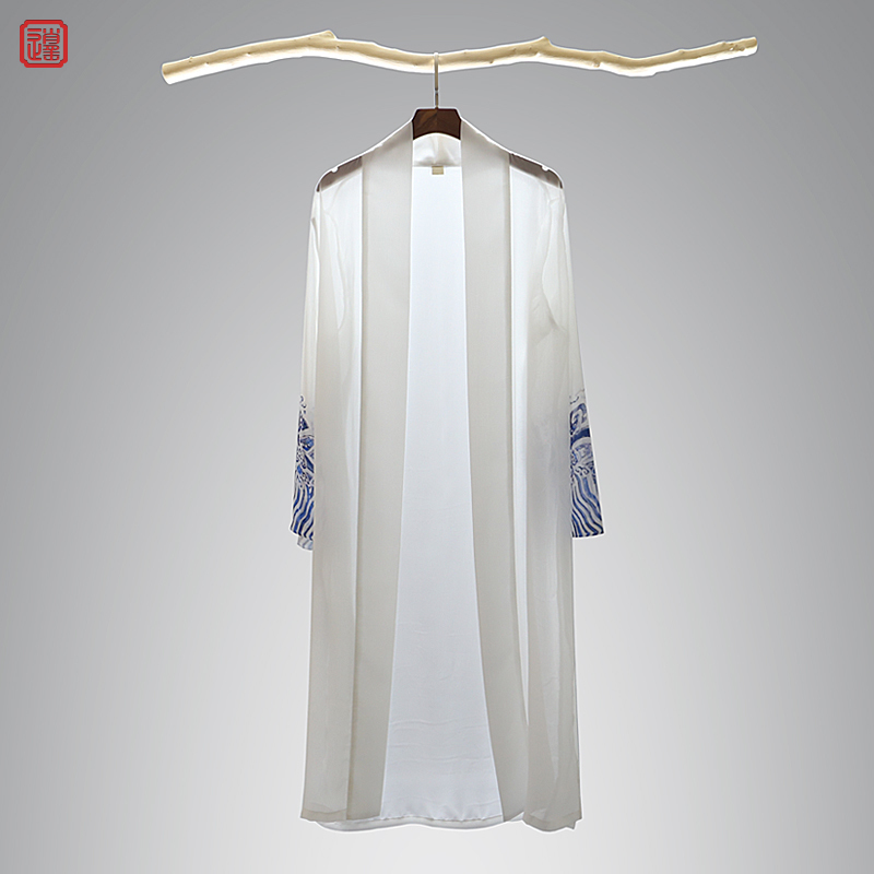 Hanfu Cardigan Thin section Elegant Xian Qi Antiquity men's wear coat Sun shirt summer printing Chiffon shirt Trend Capein the Men's clothing, Windbreaker category - from Buy2taobao.com to provide professional Taobao agent buy service