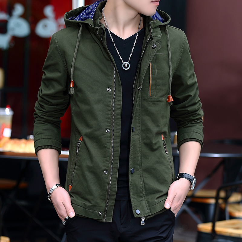 2017 Autumn new pattern man Chaqueta Korean Edition Self cultivation Jacket Menswear trends handsome spring and autumn clothes Hoodedin the Men's clothing, Jacket category - from Buy2taobao.com to provide professional Taobao agent buy service