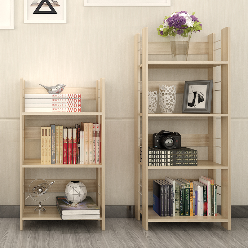 书架简易桌上书架家用置物架落地组合陈列架办公室储物架钢木书架