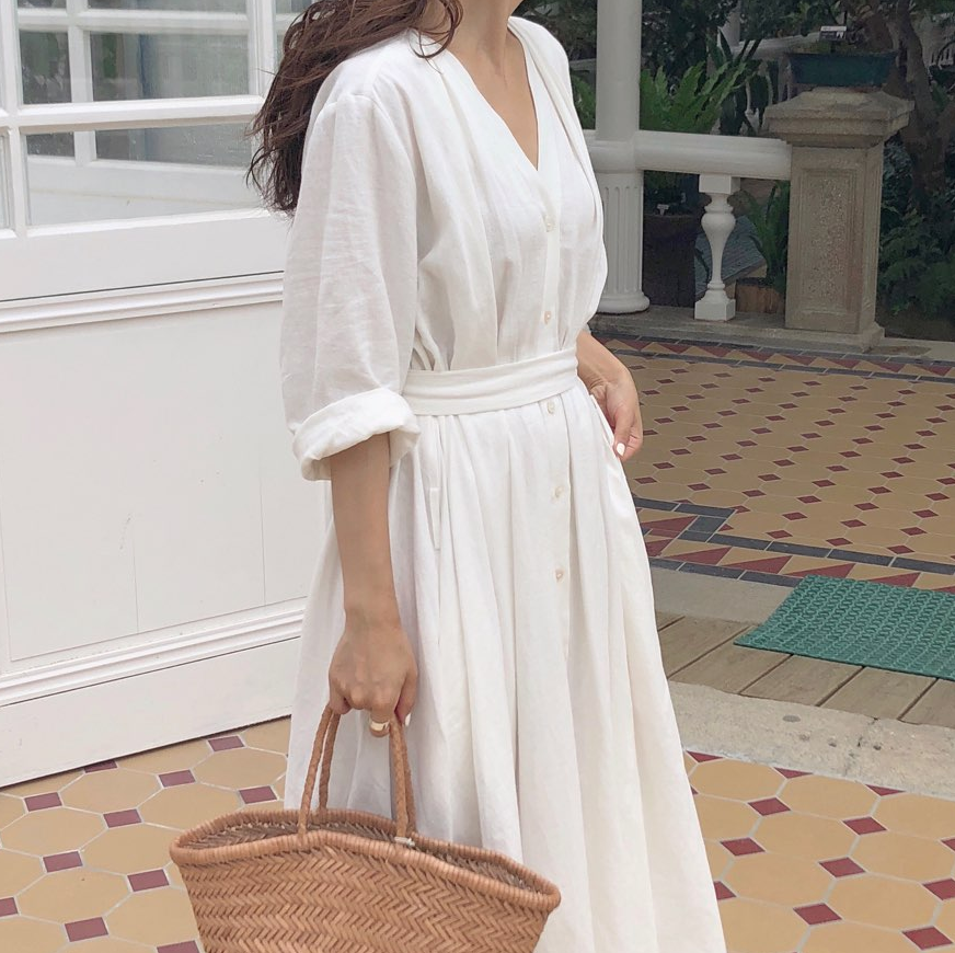 pregnant woman skirt Fashionable Chao Ma the republic of korea ins Easy V-neck Solid Short sleeved Mid length version pregnant woman Dressin the Maternity/Maternal supplies/Nutrition , Maternity , Dress category - from Buy2taobao.com to provide professional Taobao agent buy service