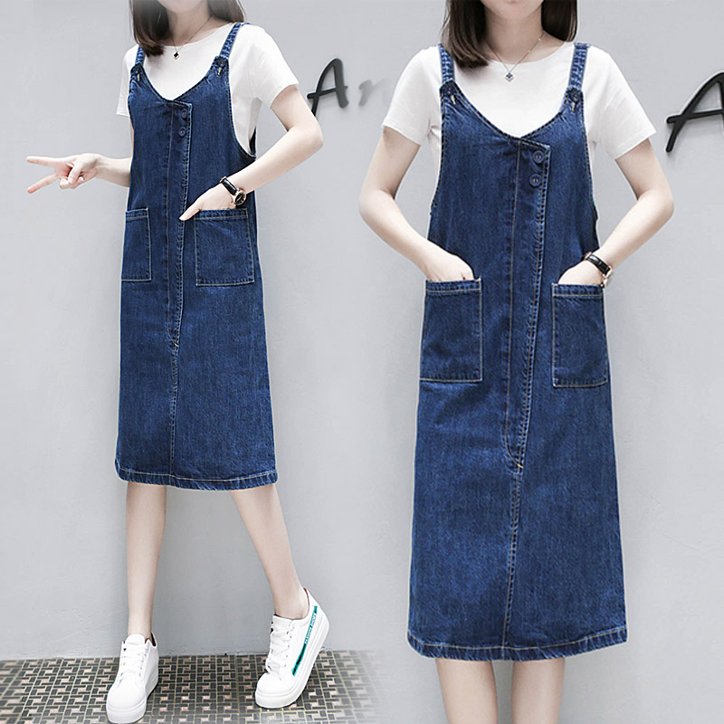 By age cowboy Suspender skirt Fat sister Easy Two piece set summer Large Mid length version Denim skirt Scheming suitin the Women's clothing/Boutique , Large size women category - from Buy2taobao.com to provide professional Taobao agent buy service