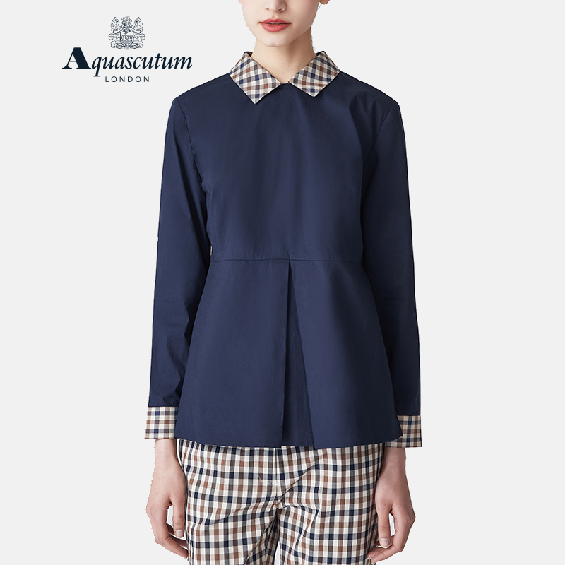 Aquascutum/雅格狮丹19年春夏女士翻领通勤简约格纹时尚衬衣在类目 女装/女士精品, 衬衫中 - 来自Buy2taobao.com提供专业的淘宝代购服务