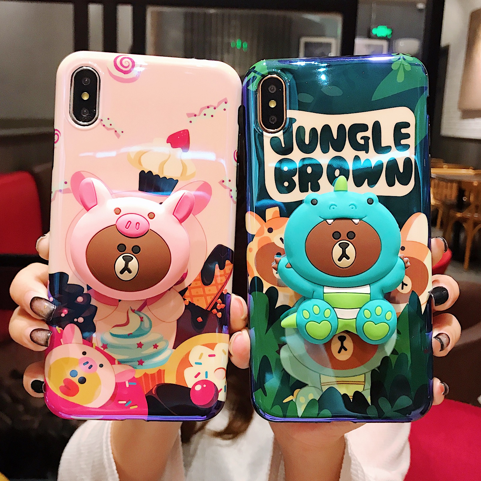 网红可爱苹果8plus/7/x卡通支架蓝光猪布朗熊手机壳女iPhonexsmax在类目 3C数码配件, 手机配件, 手机保护套/壳中 - 来自Buy2taobao.com提供专业的淘宝代购服务