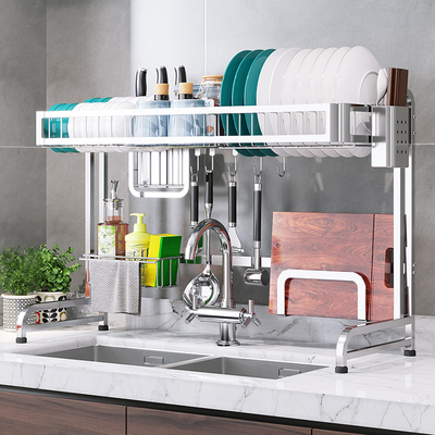 厨房不锈钢水槽置物架碗碟架刀架沥水架家用厨房收纳架碗筷滤水架