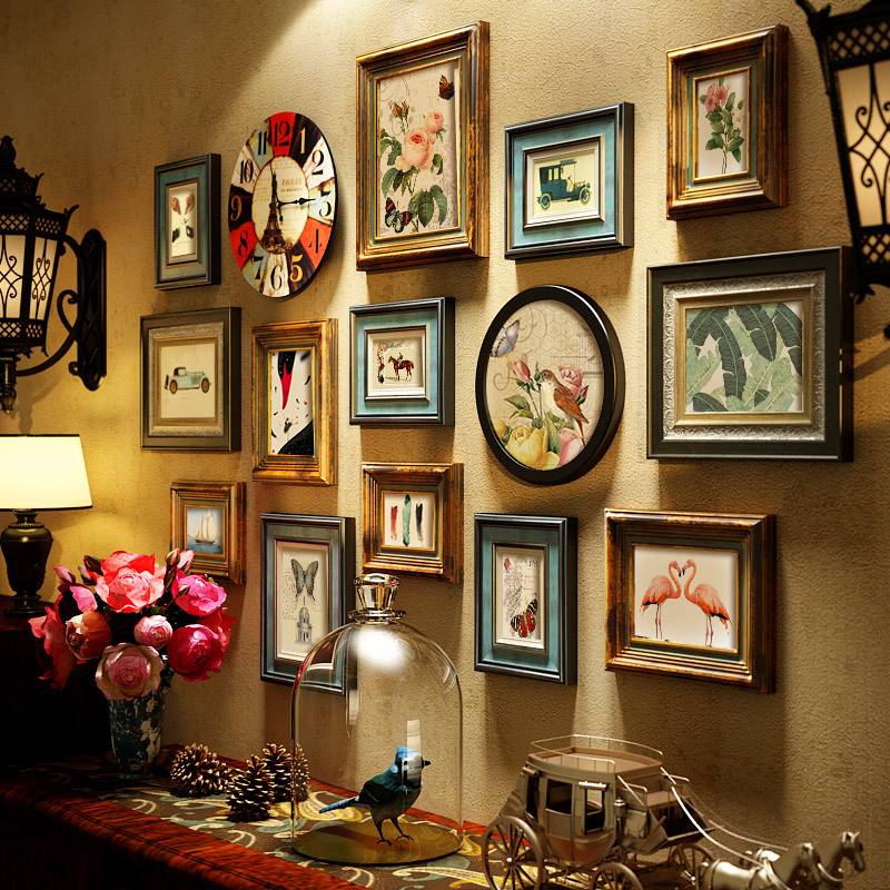 solid wood American style Photo wall decorate Retro Photo frame combination background Wall hanging a living room bedroom suspensionin the Home accessories , Photo/Photo Wall , Photo Wall category - from Buy2taobao.com to provide professional Taobao agent buy service