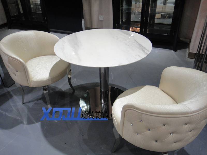 Stainless steel negotiating table Marble round table Simplicity modern leisure time coffee Table shop Front Parlor tables 6383in the Residential furniture , Tables , Dining table category - from Buy2taobao.com to provide professional Taobao agent buy service