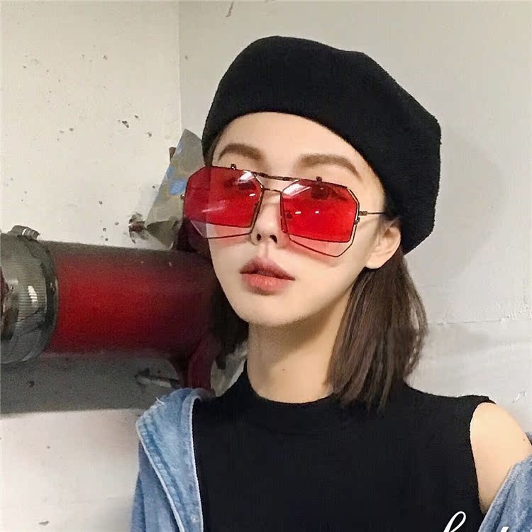 韩国ins不规则多边形翻盖红色透明眼镜网红墨镜女潮人个性太阳镜|ruв категории ZIPPO/швейцарский армейский нож/очки, очки - от Buy2taobao.com для оказания профессиональной услуги покупки агента Taobao