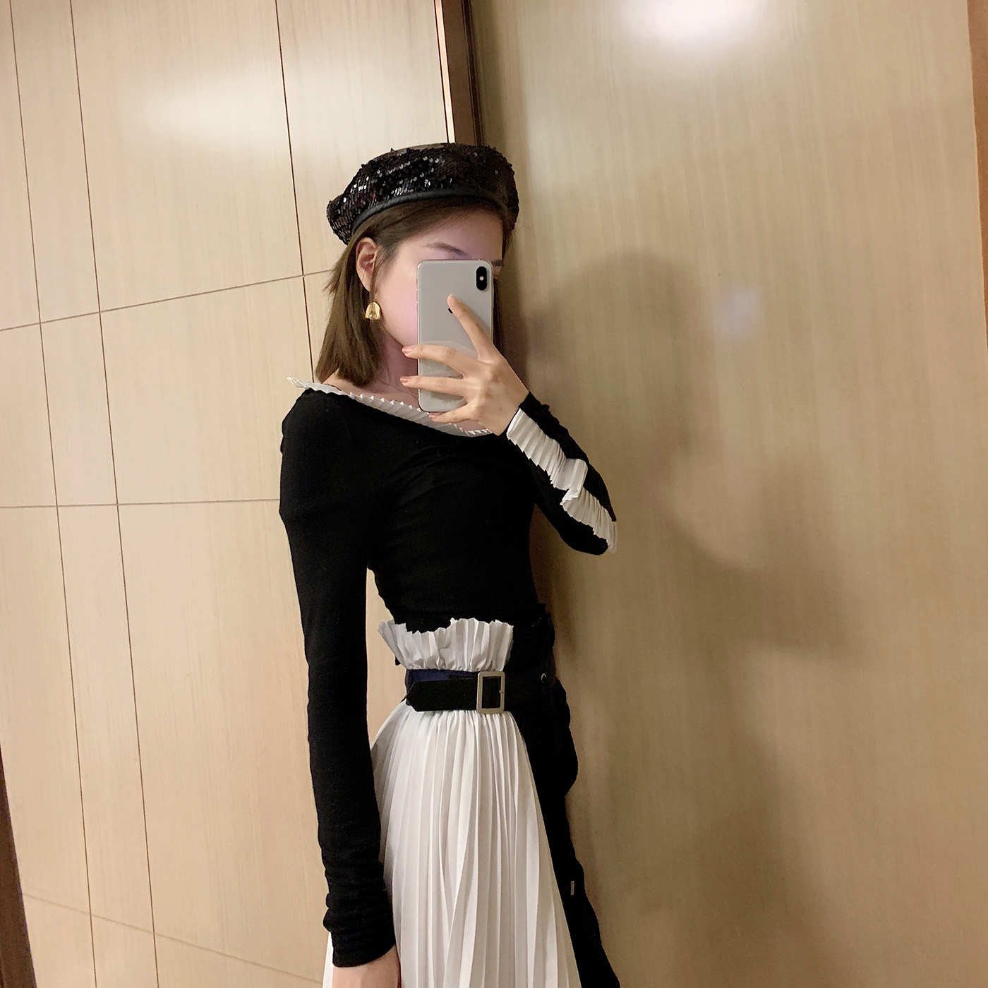 momoshero skirt 2019 spring clothes new pattern Women's wear fashion Mosaic Hit color Pleated skirt Mid length version skirtin the Women's clothing/Boutique , Skirts category - from Buy2taobao.com to provide professional Taobao agent buy service