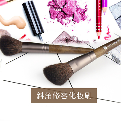 原木纯羊毛散粉刷修容腮红刷斜角阴影轮廓暗影刷动物毛化妆刷抓粉
