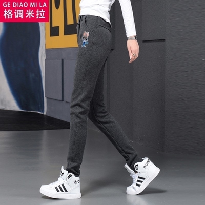 格调米拉秋冬季加绒运动裤女长裤加厚加长小脚裤外穿高个子保暖裤