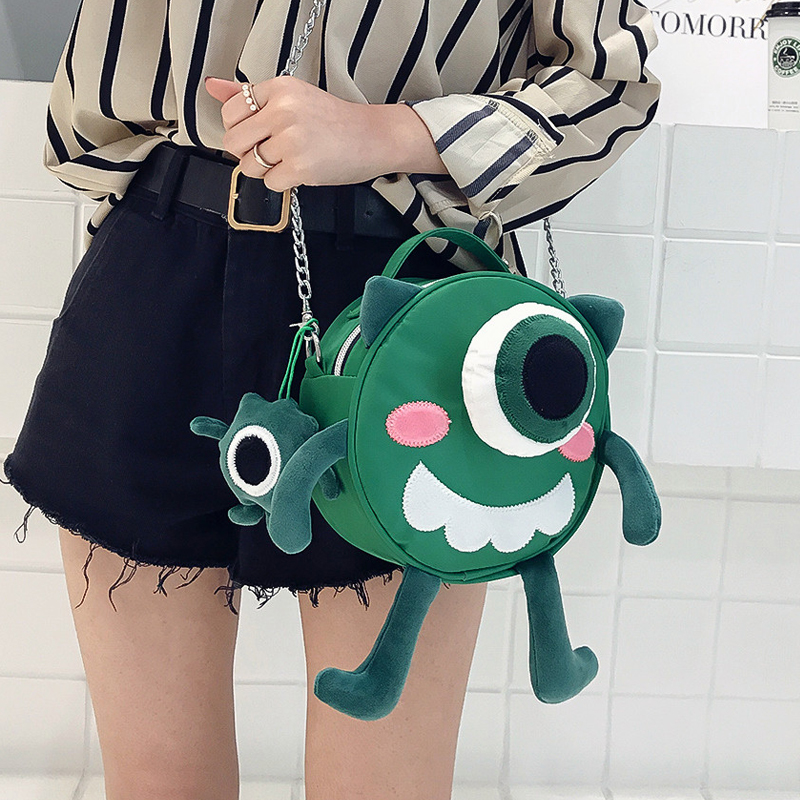 ins A small bag in the street Japan Korea Edition personality Cartoon lovely Monsters Meng Department Megalopia Round package chain Inclined shoulder bagin the Leather/Lady bags/Men's bag, Ms. bags category - from Buy2taobao.com to provide professional Taobao agent buy service