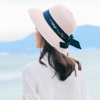 草帽女夏小清新韩版草编百搭渔夫帽子夏天防晒海边沙滩度假遮阳帽