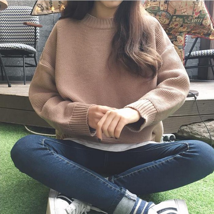 2018新款秋冬装韩版百搭套头毛衣外套女学生宽松显瘦针织衫蝙蝠袖在类目 女装/女士精品, 毛衣中 - 来自Buy2taobao.com提供专业的淘宝代购服务