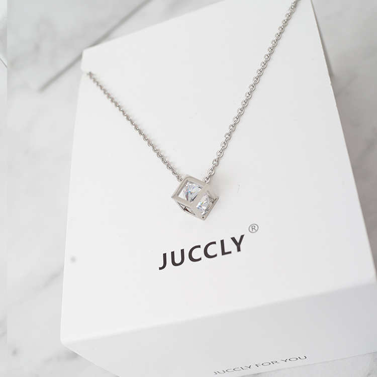 juccly for you 韩版小方块锆石单钻项链女 气质锁骨链|msdalam kategori Aksesori/Barang Kemas Fesyen, kalung - dari Buy2taobao.com untuk memberikan perkhidmatan ejen Taobao profesional membeli