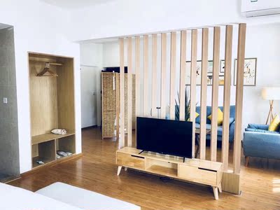 酒店实木背景墙日式条座屏玄关隔断墙屏风中式客厅妞佳新禅意竖条
