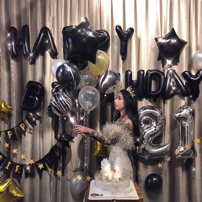 生日布置字母铝膜气球装饰浪漫惊喜成人儿童周岁生日快乐派对套餐